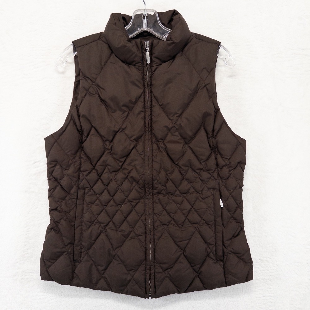 Eddie Bauer Womens Quilted Down Vest Small Brown Premium Goose Down Puffer